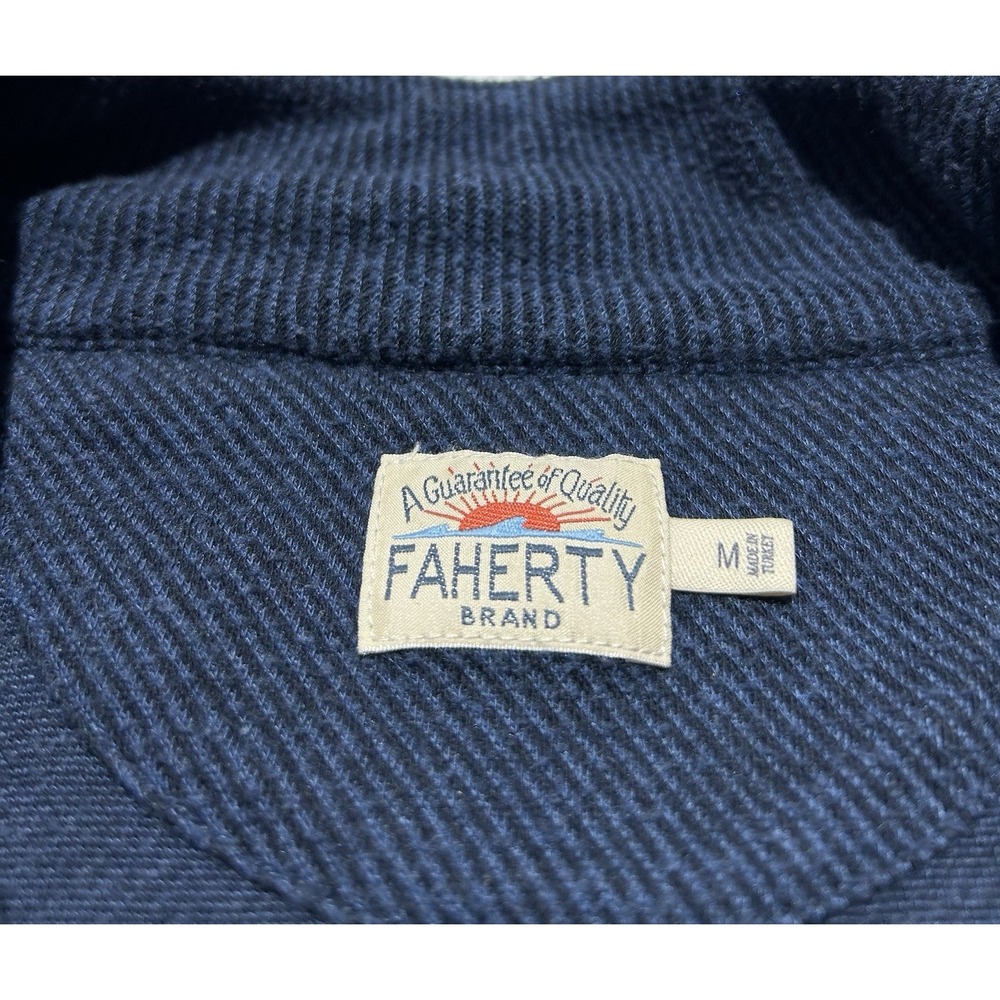 Faherty Legend Sweater 1/4 Zip Pullover Navy Blue Men's Size Medium Casual EUC - Picture 8 of 8